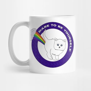 Dare to Be Yourself - Funny Cat Rainbow Mug